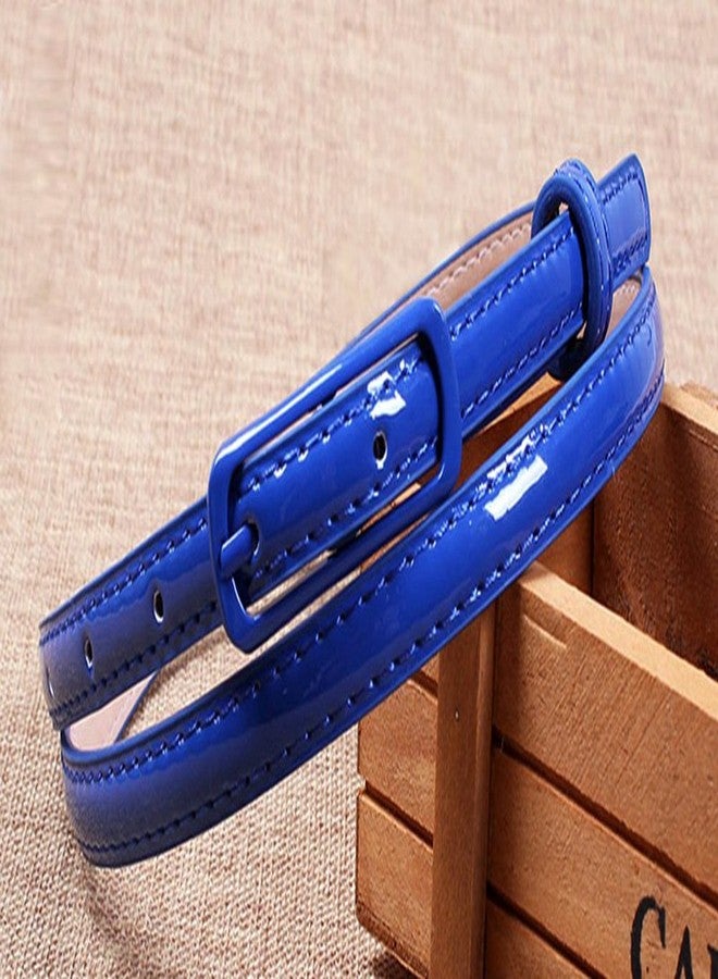 Selighting Women's Solid Color Faux Leather Skinny Belts for Dresses (One Size, Royal Blue) - Image 4